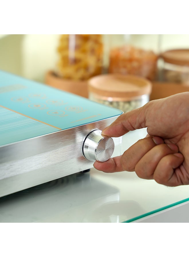 Olsenmark Infrared Cooker, Multi Function, High Heating Efficiency, Symbol Touch Button+ Knob, Aluminium Housing, Child Safety Lock, Timer Setting, Sensor Touchpad, Multi Stage Cooking Option 2000 W OMIC2279 Silver/Blue - Image 3