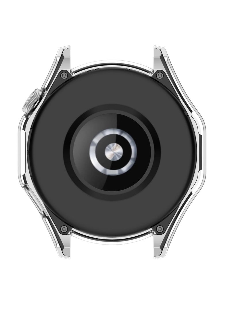 هواوي واتش جي تي 4، واقي شاشة مضاد للخدش ومقاوم للصدمات لهاتف هواوي جي تي 4 + غطاء من البولي كربونات، زجاج مقوى بصلابة 9H، حافظة حماية كاملة لهاتف هواوي جي تي 4 مقاس 46 مم فضي - Image 3