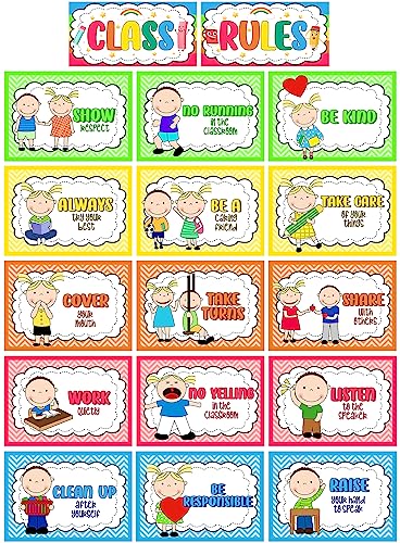 Alpurple Alpurple 17 Pcs A4 Classroom Rules Posters  Preschool  Kindergarten Classroom Decorations 