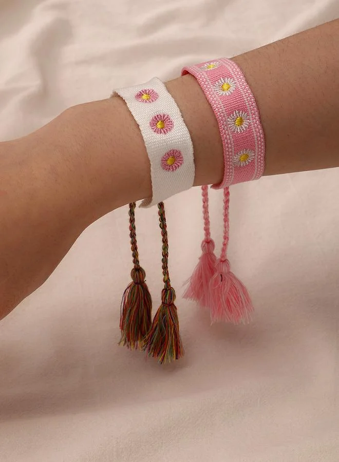 Take Two Take Two 2pcs Floral Weaving bracelet