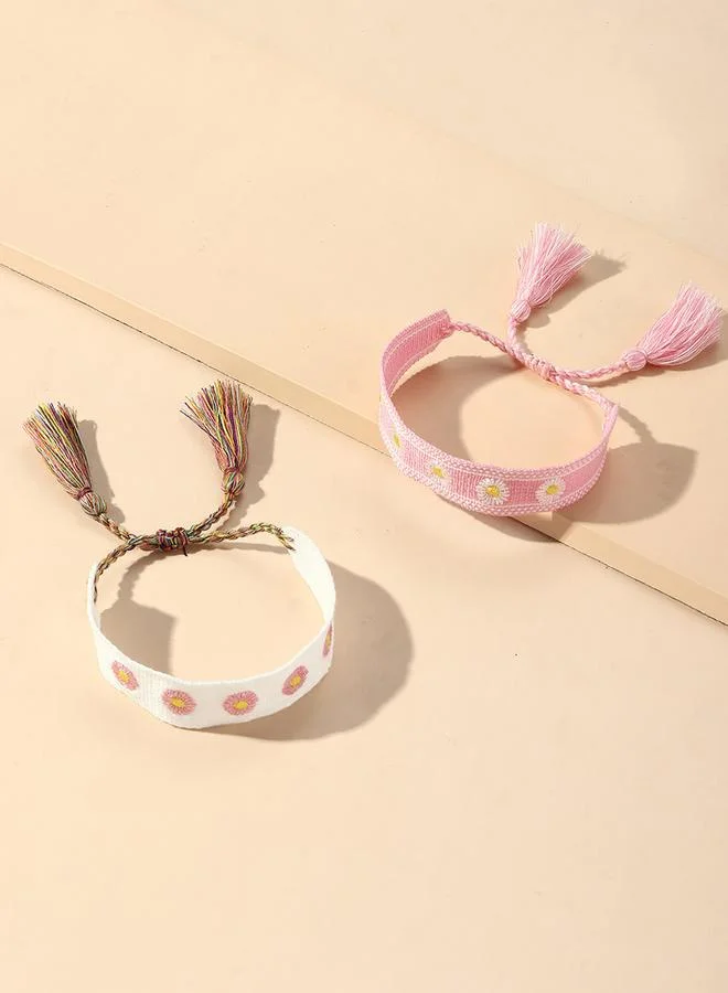 Take Two Take Two 2pcs Floral Weaving bracelet
