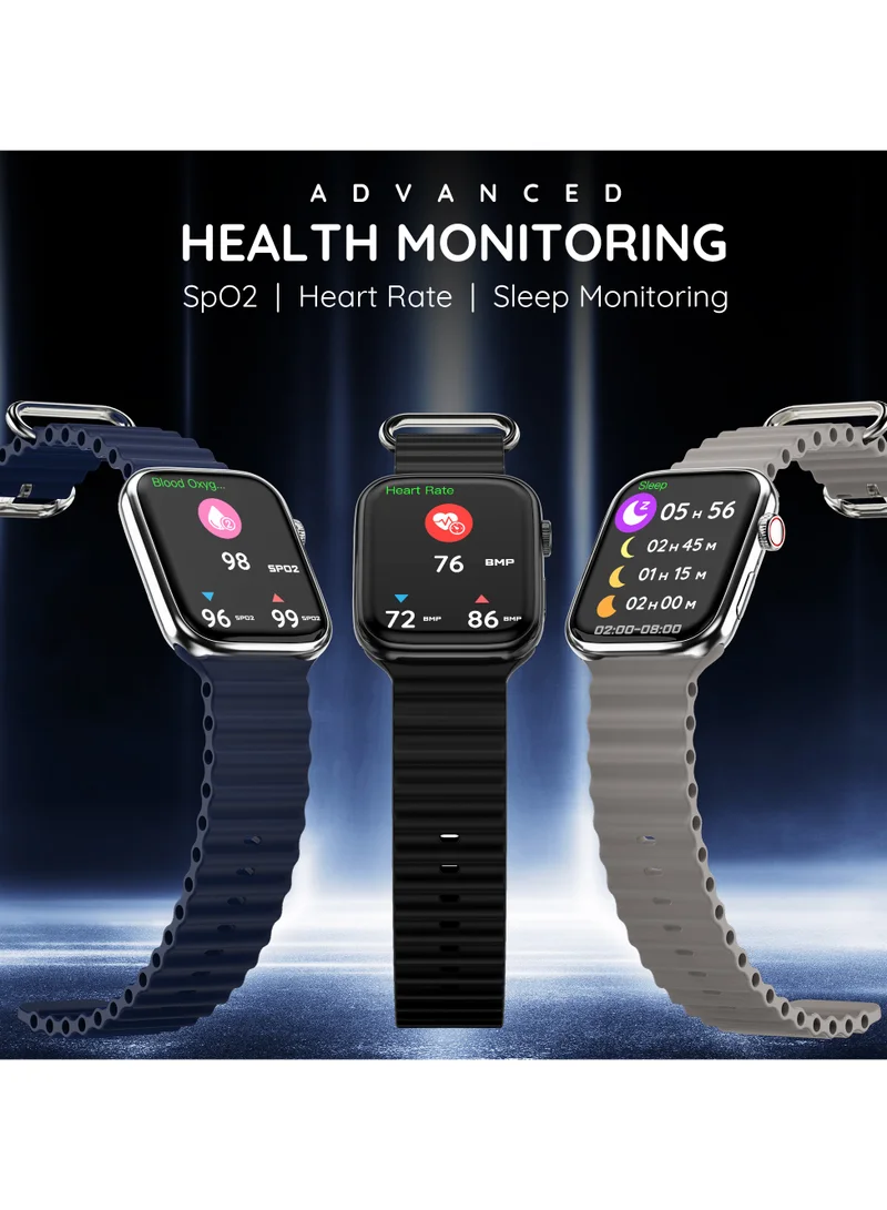 Pebble Zest 1.83" ( 4.64 cm) HD Display Smartwatch, BT Calling, Health Suite, SPO2, Zen Mode, Sleep Monitoring, Multiple Watch Faces, Step Pedometer, Multiple Sports Modes, Alarm & Notification, Misty Grey