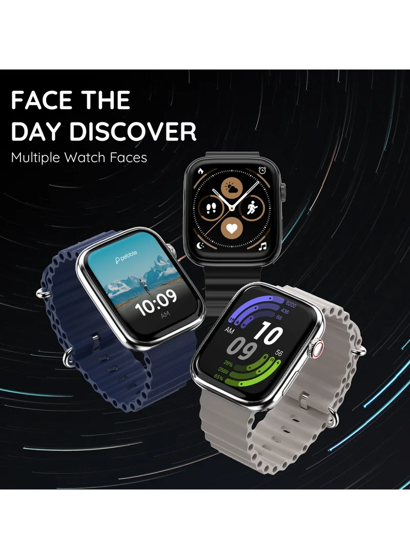 Pebble Zest 1.83" ( 4.64 cm) HD Display Smartwatch, BT Calling, Health Suite, SPO2, Zen Mode, Sleep Monitoring, Multiple Watch Faces, Step Pedometer, Multiple Sports Modes, Alarm & Notification, Misty Grey