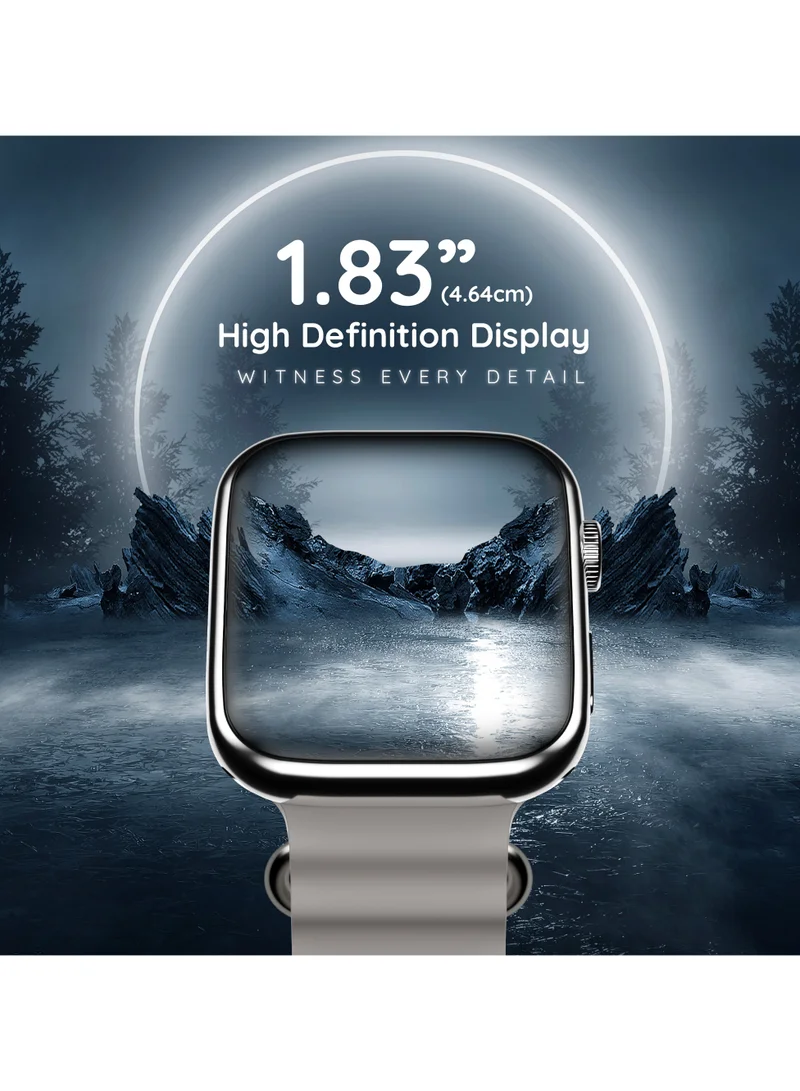 Pebble Zest 1.83" ( 4.64 cm) HD Display Smartwatch, BT Calling, Health Suite, SPO2, Zen Mode, Sleep Monitoring, Multiple Watch Faces, Step Pedometer, Multiple Sports Modes, Alarm & Notification, Misty Grey