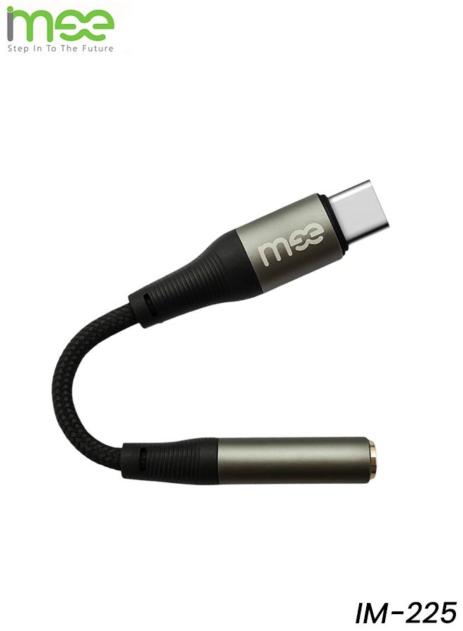 آیمی محول كابل صوت Imee Type-C إلى AUX مقاس 3.5 مم، سلك مضفر من النايلون المتين مع غلاف من سبائك الألومنيوم لنقل صوت عالي الجودة بدون فقدان، متوافق عالميًا مع أجهزة Apple وAndroid وWindows Type-C، بطول 0.12 متر (طراز IM-225) - Image 1