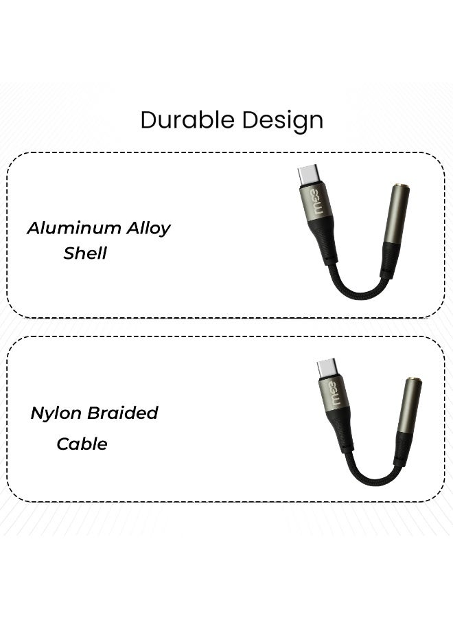 آیمی محول كابل صوت Imee Type-C إلى AUX مقاس 3.5 مم، سلك مضفر من النايلون المتين مع غلاف من سبائك الألومنيوم لنقل صوت عالي الجودة بدون فقدان، متوافق عالميًا مع أجهزة Apple وAndroid وWindows Type-C، بطول 0.12 متر (طراز IM-225) - Image 4