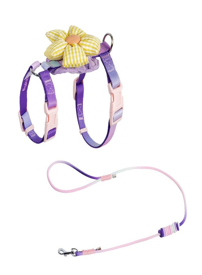 Touchdog Rainbow Sunflower Cat Harness Set - GPS Pocket & Escape Proof, Lightweight Vest for Stylish Adventures (Purple Lavender Twilight Kit, Small) - Image 1