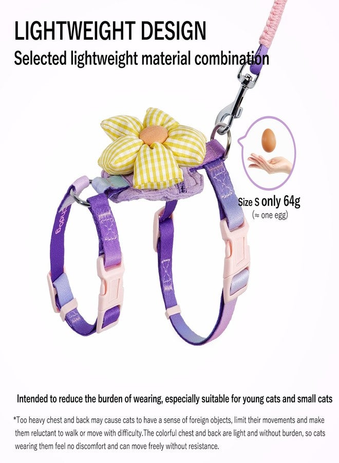 Touchdog Rainbow Sunflower Cat Harness Set - GPS Pocket & Escape Proof, Lightweight Vest for Stylish Adventures (Purple Lavender Twilight Kit, Small) - Image 4