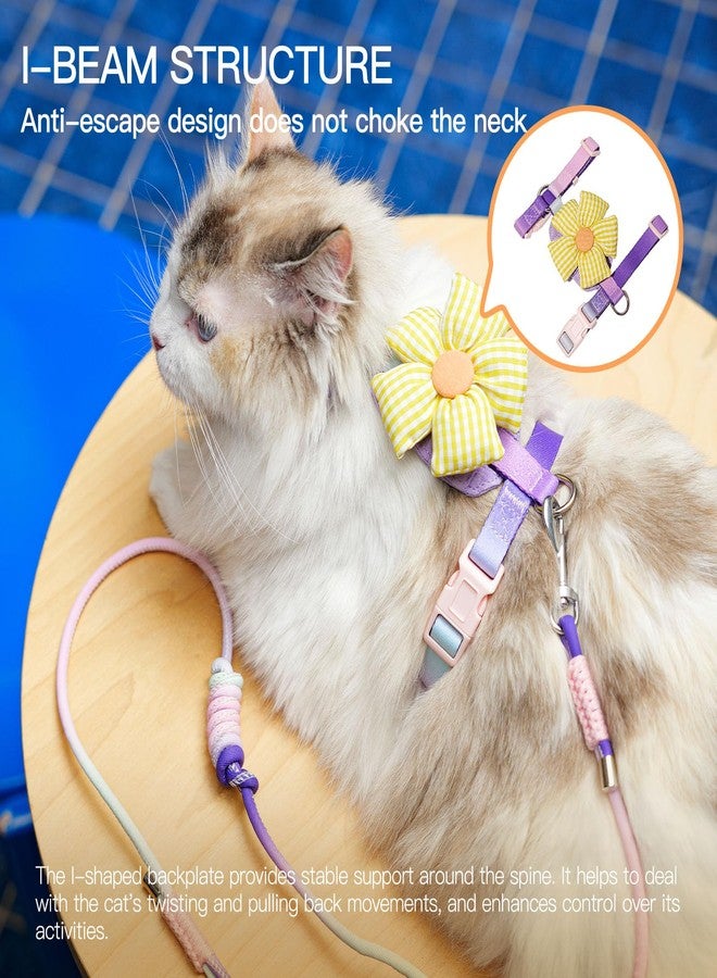 Touchdog Rainbow Sunflower Cat Harness Set - GPS Pocket & Escape Proof, Lightweight Vest for Stylish Adventures (Purple Lavender Twilight Kit, Small) - Image 2