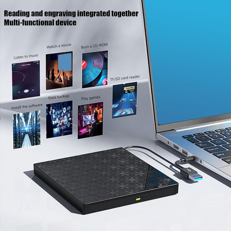 مسجل أقراص ROM محمول بكفاءة مع نقل USB عالي السرعة لأنظمة تشغيل متعددة محرك أقراص متكامل - Image 2