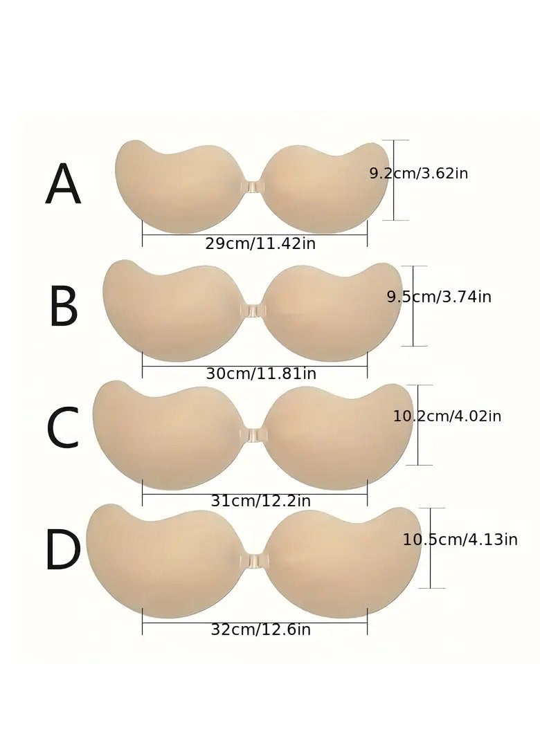 PAMEER Silicon Bra, Self Adhesive Bras Straps, Invisible Push Up Bra Pasties, Comfort Lift Seamless Lingerie Accessory, Hand Washable Sticky Bras, Solid Color, Non-woven Fabric, 80% Silicon 10% Spandex 10% Viscose, SIZE-A (29cm/11.42in) - Image 2