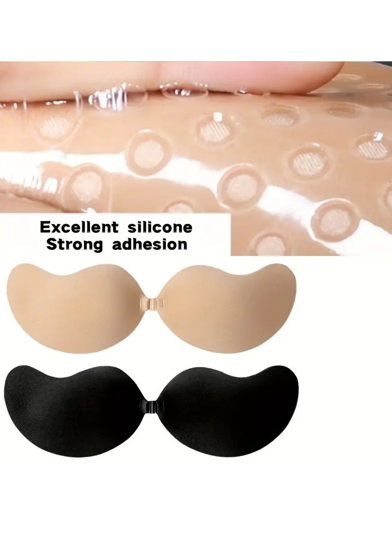 PAMEER Silicon Bra, Self Adhesive Bras Straps, Invisible Push Up Bra Pasties, Comfort Lift Seamless Lingerie Accessory, Hand Washable Sticky Bras, Solid Color, Non-woven Fabric, 80% Silicon 10% Spandex 10% Viscose, SIZE-A (29cm/11.42in) - Image 4