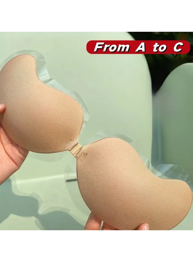 PAMEER Silicon Bra, Self Adhesive Bras Straps, Invisible Push Up Bra Pasties, Comfort Lift Seamless Lingerie Accessory, Hand Washable Sticky Bras, Solid Color, Non-woven Fabric, 80% Silicon 10% Spandex 10% Viscose, SIZE-A (29cm/11.42in) - Image 5