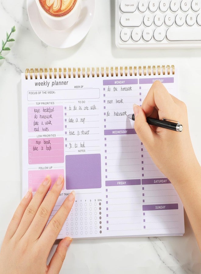 Thboxes Weekly To Do List Notepad, Weekly Desk Planner with 52 Tear Off Sheets Undated Weekly Planner Habit Tracker & Productivity Organizer for Home School and Work, 8.5''x11'' -Purple - Image 5