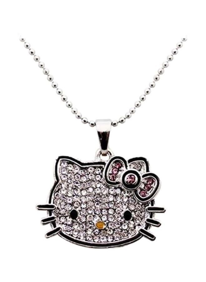 NIBEMINENT Tin Alloy Crystal Studded Hello Kitty Pendant Necklace  - Image 1