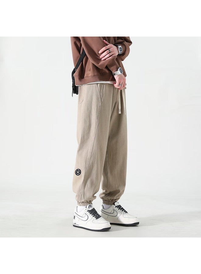 Izexx American Vintage Casual Men's Spring Loose Straight Workwear Durable Cotton Jogger Pants Zxk21 Khaki XL - Image 3