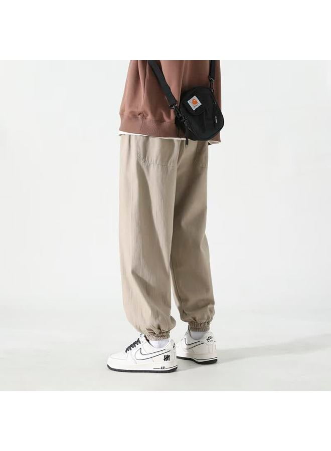 Izexx American Vintage Casual Men's Spring Loose Straight Workwear Durable Cotton Jogger Pants Zxk21 Khaki XL - Image 5