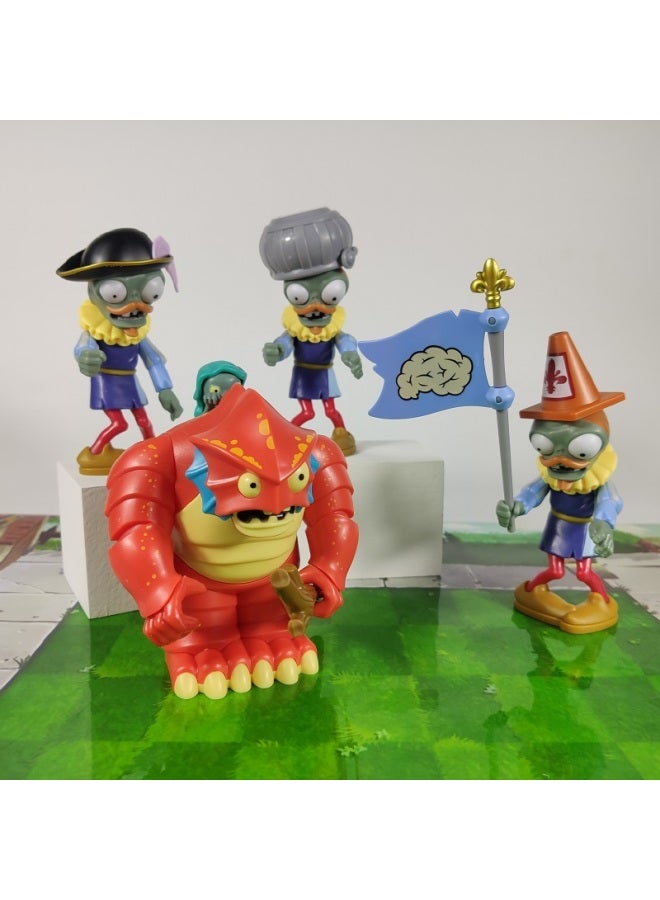 Plant Vs. Zombie Toy Large Deep Sea Giant Zombie King Can Eject Head Mermaid Kid Doll-Color:Deep Sea Giant + Roadblock + Iron Barrel + Noble Zombie + Map  - Image 1