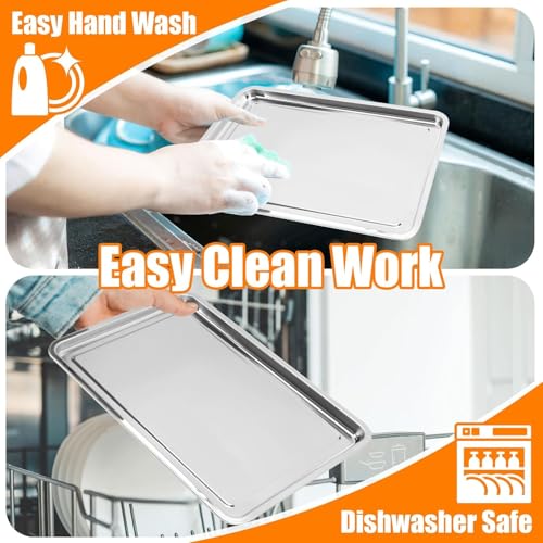 SHOPOBOX Steel Kitchen Deep-Fried Food Drain Basin Rectangle Crispy Tray Filter Mesh Fresh-Keeping Basket Non-Stick Oil Pan Crisping Tray Oven Baking Tray Frying Basket and Baking Sheet (Large) - Image 4