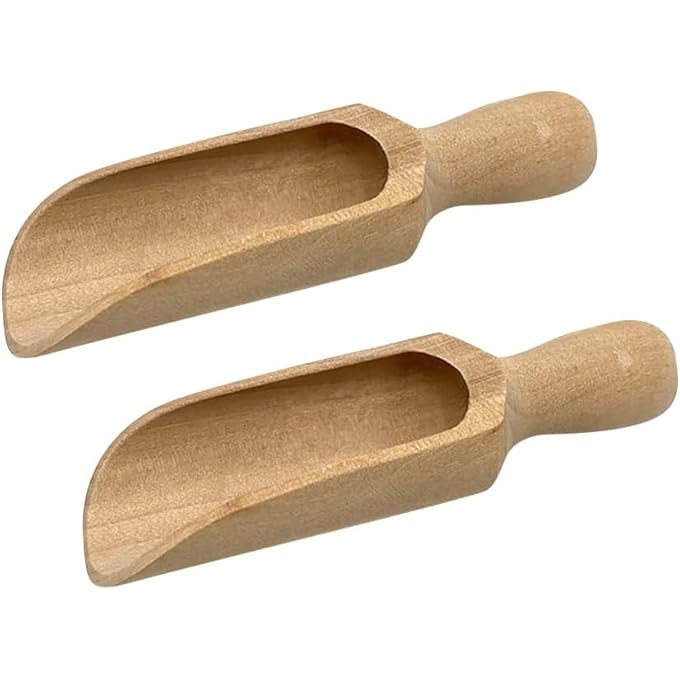 ريحني قطعتان 140 مم من ملح الاستحمام، مغرفة خشبية كبيرة للدقيق، مغرفة خشبية كبيرة، مغارف خشبية للمطبخ، مغرفة كبيرة جدًا لحبوب القهوة، برطمانات توابل، ملعقة خشبية - Image 1