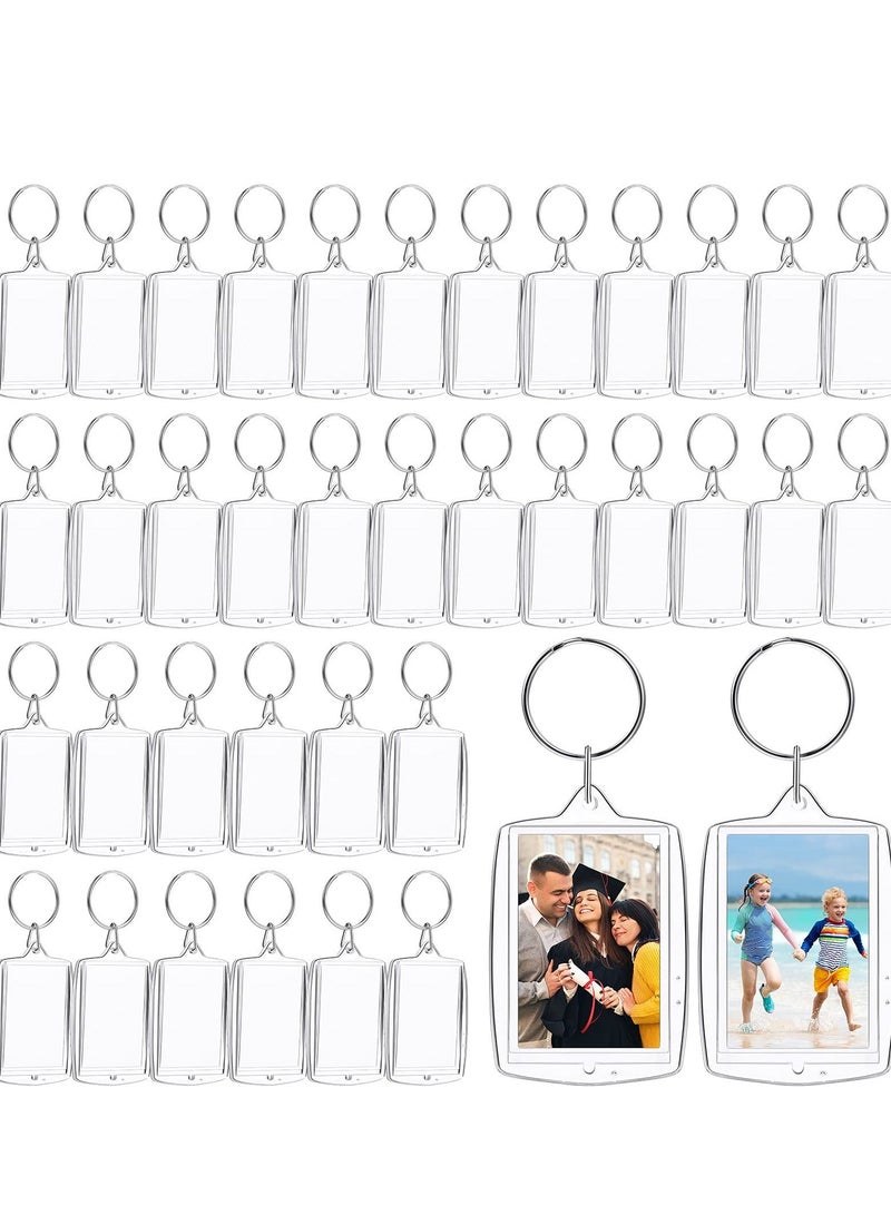 150 Pieces Photo Insert Keychain Clear Acrylic Picture Keychains Picture Frame Key Chain 2.2 x 1.6 Inch Rectangle Blank Photo Keychains for Holiday Photo Diaplay Supplies - Image 1
