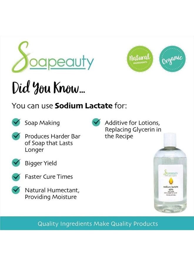 Soapeauty - Sodium Lactate for Soap Making & Lotions | 60% USP Pure Natural Preservative | Harder Bar of Soap, Bigger Yield, Faster Cure Time, Provides Moisture | 4 oz - Image 1