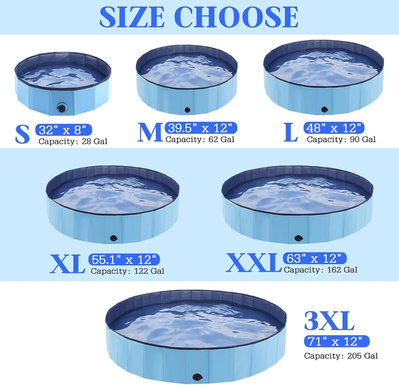 Eooqi Foldable Dog Bath Swimming Pool 55'' Plastic Kiddie Pool Professional Tub Collapsible Grooming Bathtub for Pets Kids Baby and Toddler, 55 x 12 Inches Blue - Image 2