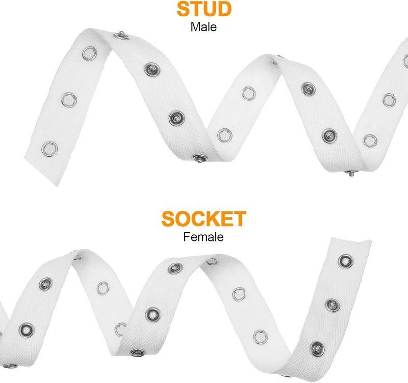 COMNESTBI 5 Yards White Cotton Snap Tape Ribbon for Clothing and Curtains, 20mm Wide Fastening Strip for Sewing, Costume, Cushion, and DIY Craft Projects - Image 3