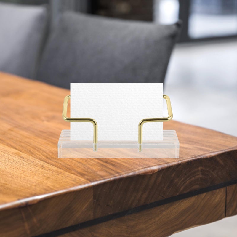 Acrylic Business Card Holder Wave Pattern Vertical Desk Organizer Display Stand - Image 5