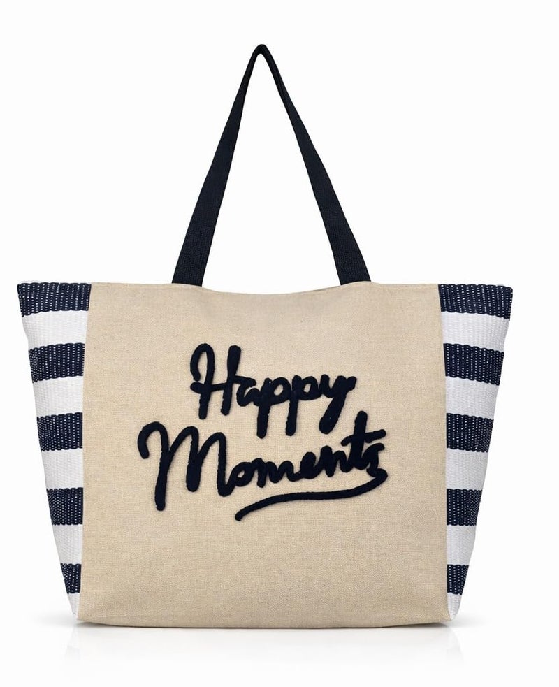 ENSAC Happy Moments Women’s Canvas Tote Bag durable cotton canvas with a printed design Spacious and lightweight, suitable for casual shopping, travel, daily use - Image 1