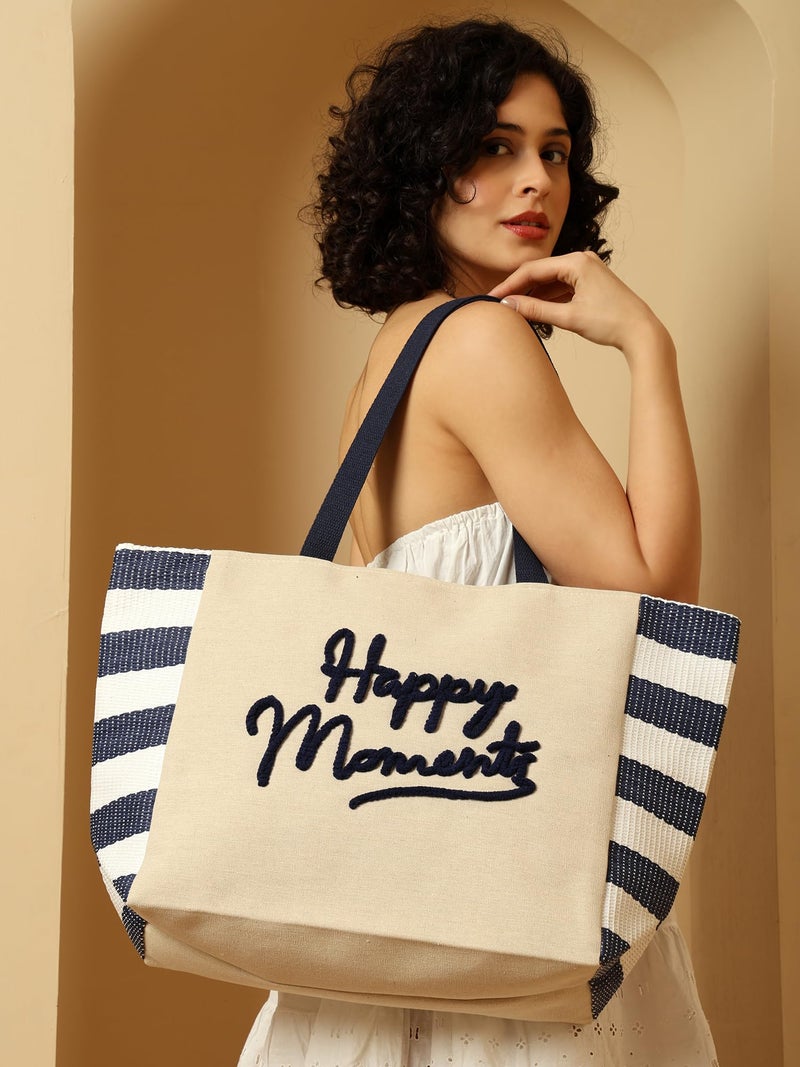 ENSAC Happy Moments Women’s Canvas Tote Bag durable cotton canvas with a printed design Spacious and lightweight, suitable for casual shopping, travel, daily use - Image 3