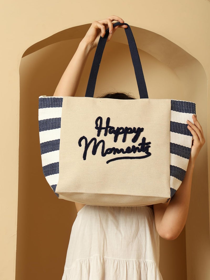 ENSAC Happy Moments Women’s Canvas Tote Bag durable cotton canvas with a printed design Spacious and lightweight, suitable for casual shopping, travel, daily use - Image 5