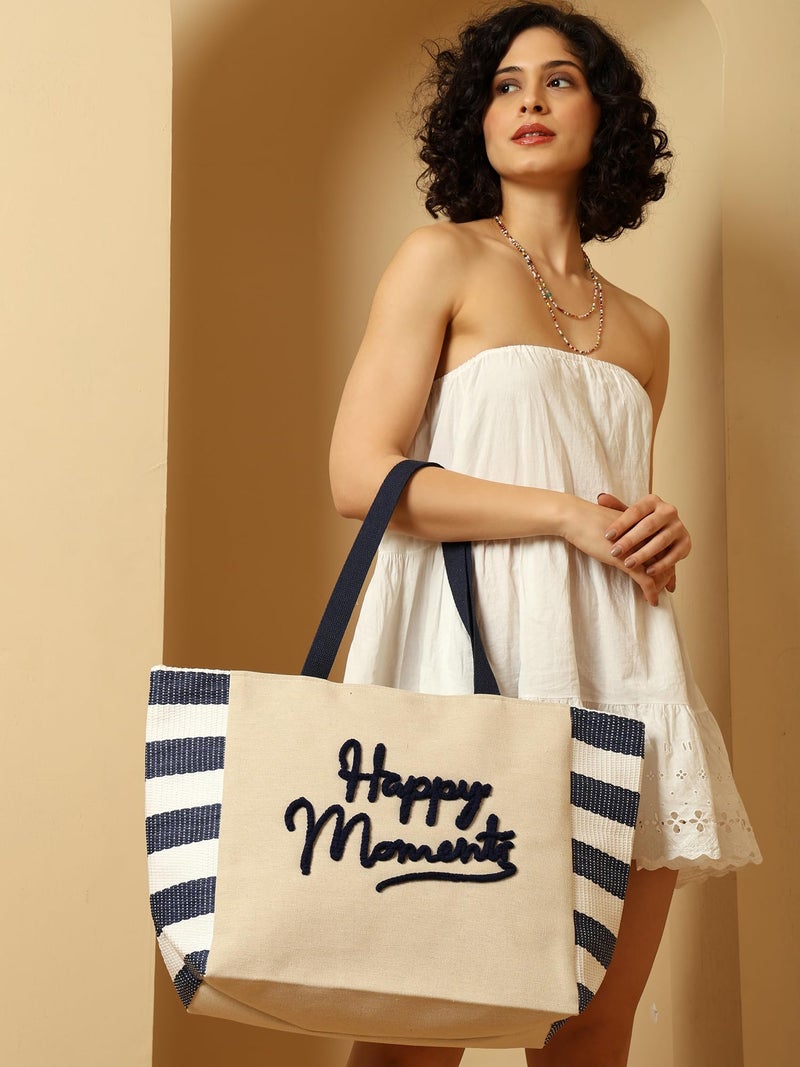 ENSAC Happy Moments Women’s Canvas Tote Bag durable cotton canvas with a printed design Spacious and lightweight, suitable for casual shopping, travel, daily use - Image 2