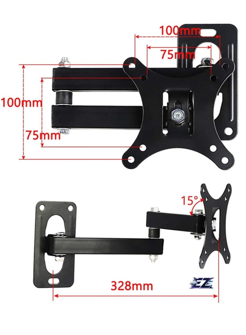 ELTRAZONE TV Wall Mounts Bracket for 10''-27'' TVs Full Motion LED Display Wall Mount Bracket 100x100mm with Swivel and Extension Arm Up to 10kg  - Image 2