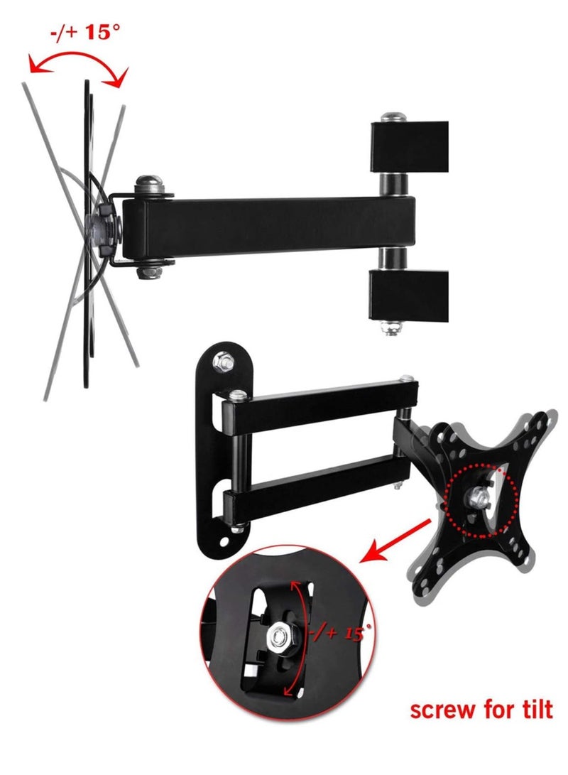 ELTRAZONE TV Wall Mounts Bracket for 10''-27'' TVs Full Motion LED Display Wall Mount Bracket 100x100mm with Swivel and Extension Arm Up to 10kg  - Image 3