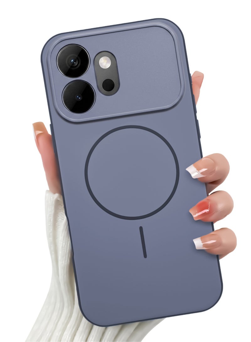 جراب حماية هجين من الأكريليك لهاتف Honor 600 - ظهر صلب مع حافة سيليكون وتصميم حلقة عصري - أزرق