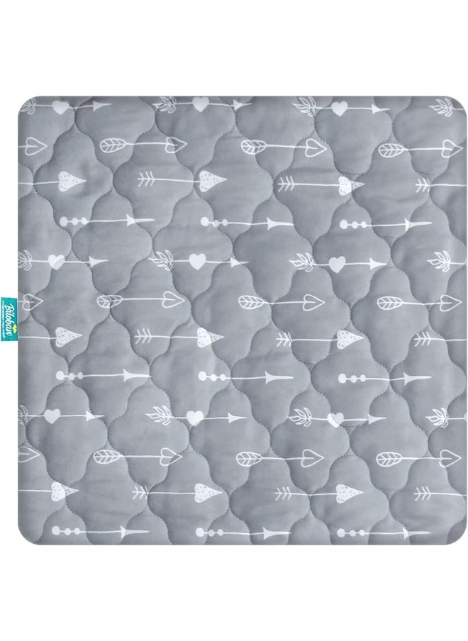 Biloban Biloban Playard Mattress Cover -for Square Play Yard, Perfect for New Room2 / TotBloc Portable Playard, Waterproof, Ultra Soft, Fitted Playpen Mattress Cover, Grey  - Image 1