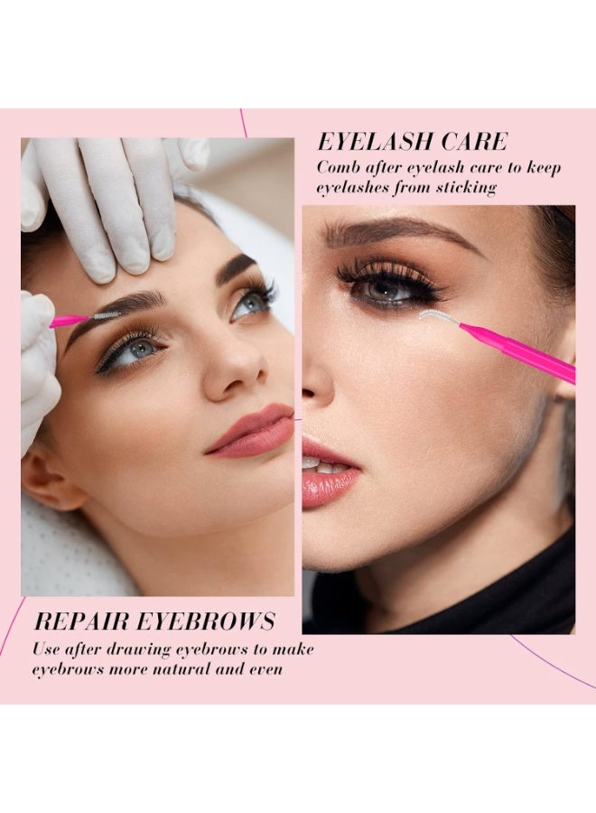 100 Pieces Micro Eyebrow Brush with Cap Brow Lamination Brush Eyebrow Brush Eyelash Brush Multifunctional Micro Lash Comb for Eyelash and Eyebrow Extensions Tool (Pink, Purple) - Image 5