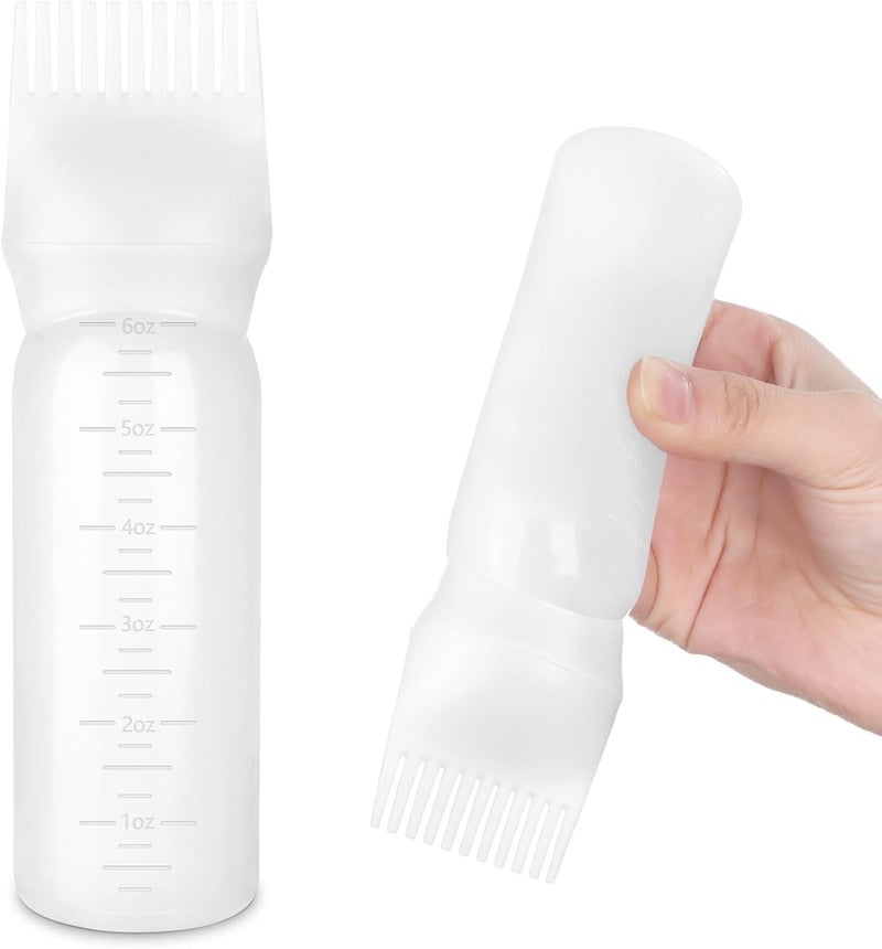 OffyBird 3 Pcs Hair Oil Applicator Comb Bottle for Hair Dye Oiling and Scalp Treatment Graduated Scale Color Applicator Bottle for Hair Coloring Oil Root Comb Applicator Bottle White - Image 1