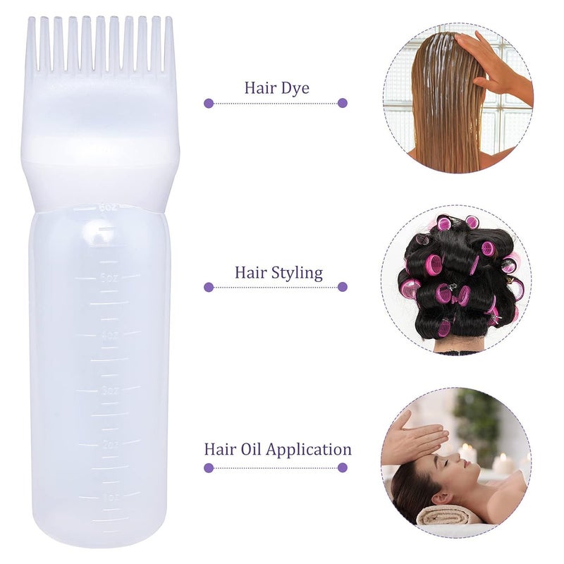 OffyBird 3 Pcs Hair Oil Applicator Comb Bottle for Hair Dye Oiling and Scalp Treatment Graduated Scale Color Applicator Bottle for Hair Coloring Oil Root Comb Applicator Bottle White - Image 4