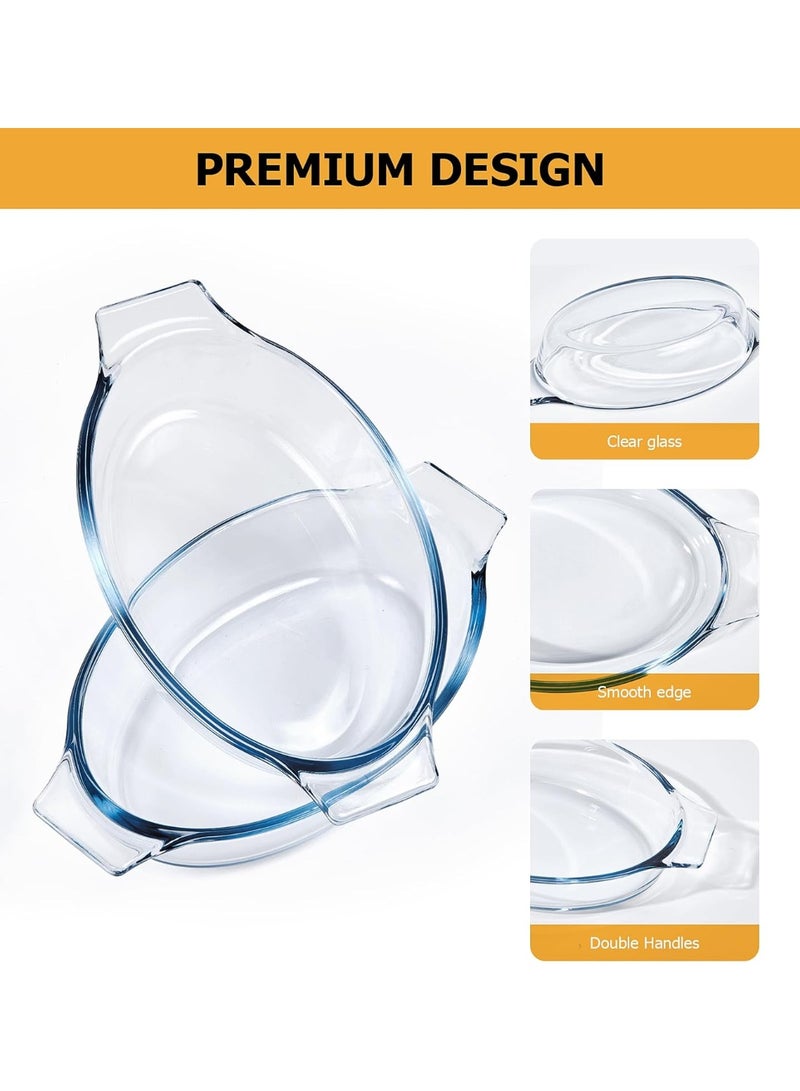 2 Pack Small Casserole Dishes Oval , 23oz Glass  Baking Dish, Individual Oval Baking Pan for Oven Microwave Air Fryer, 1 or 2 Person Servings, Bakeware Clear Prep Bowls with Handle - Image 4