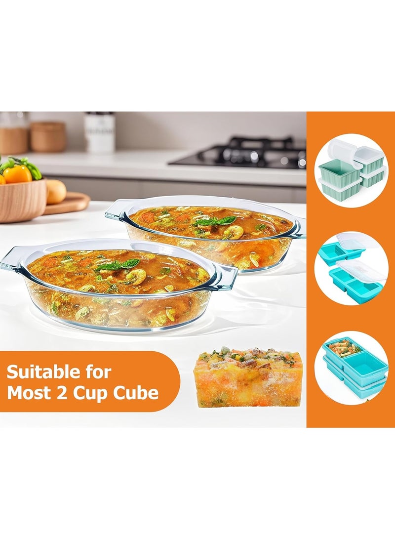 2 Pack Small Casserole Dishes Oval , 23oz Glass  Baking Dish, Individual Oval Baking Pan for Oven Microwave Air Fryer, 1 or 2 Person Servings, Bakeware Clear Prep Bowls with Handle - Image 5