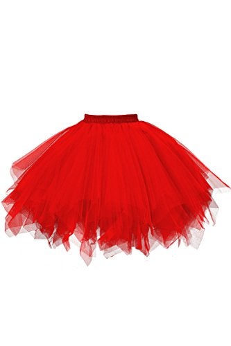 GOOBGS Musever 1950s Vintage Ballet Bubble Skirt Tulle Petticoat Puffy Tutu Red Small/Medium - Image 1