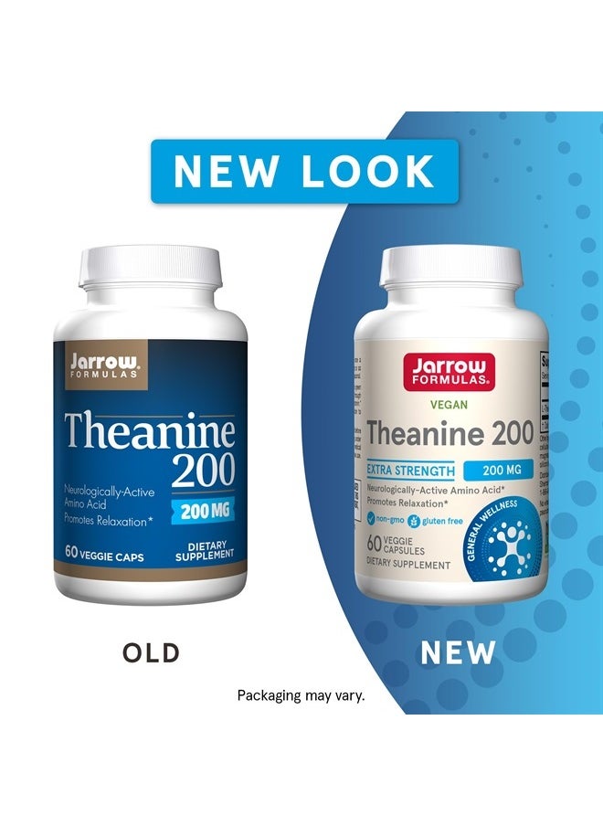 jarrow formulas Theanine 200 mg Extra Strength - 60 Veggie Capsules - Neurologically Active Amino Acid, Promotes Relaxation - Found in Green Tea - Dietary Supplement - 60 Servings  - Image 2