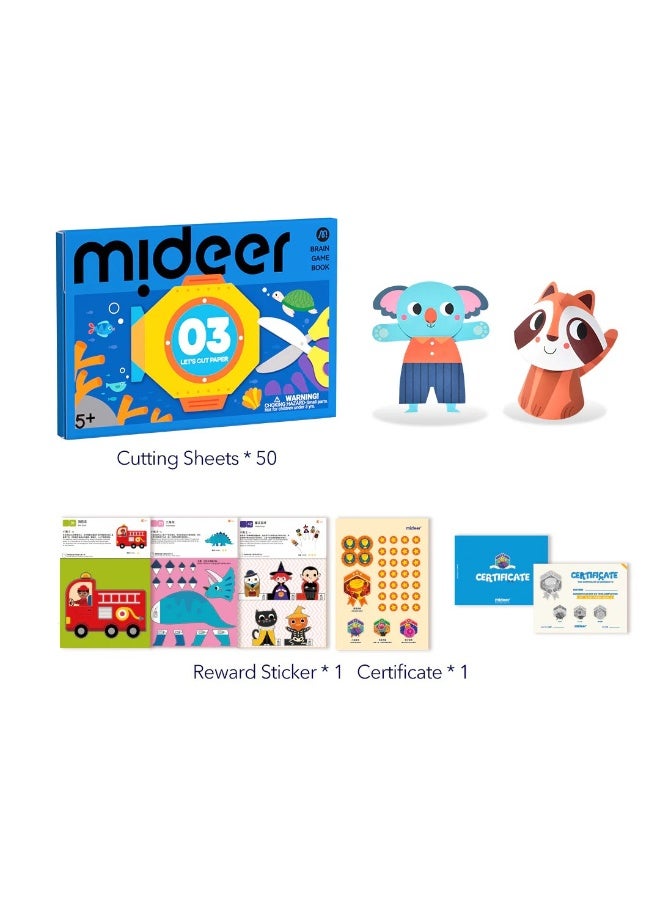MiDeer Brain Game Book Let’s Cut Paper Level 3 – Advanced Paper Cutting Craft Activity Book for Kids Age 5+, Educational Scissor Skills Workbook with Creative Folding & Detailed Paper Art Projects - Image 2