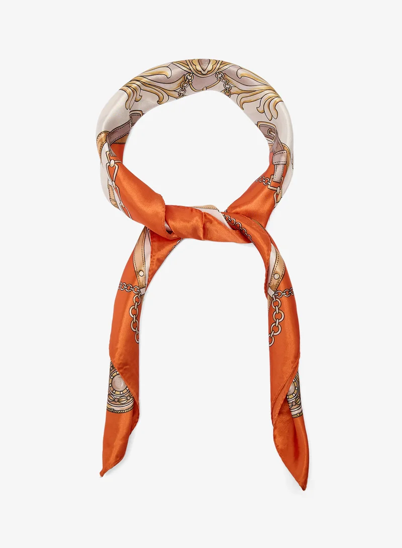 جينجر Satin Baroque Print Headscarf