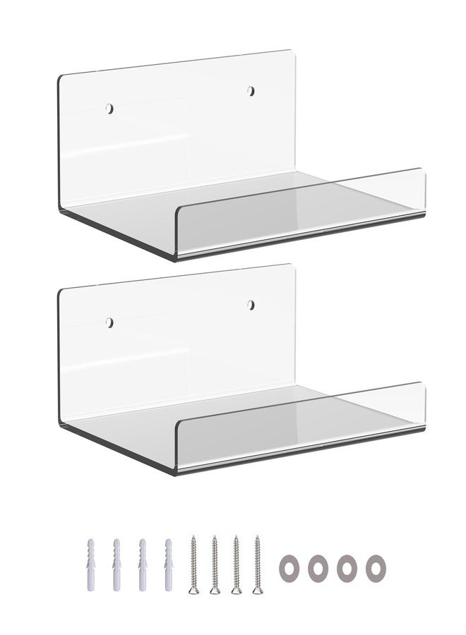 JDEA 2 Pack 6-inch Wall-Mounted Acrylic Shelves Suitable for Wall-Mounted Display Rack Storage Rack Suitable for Children's Bookshelf Room Wall Decoration Bedroom Kitchen Living Room - Image 1