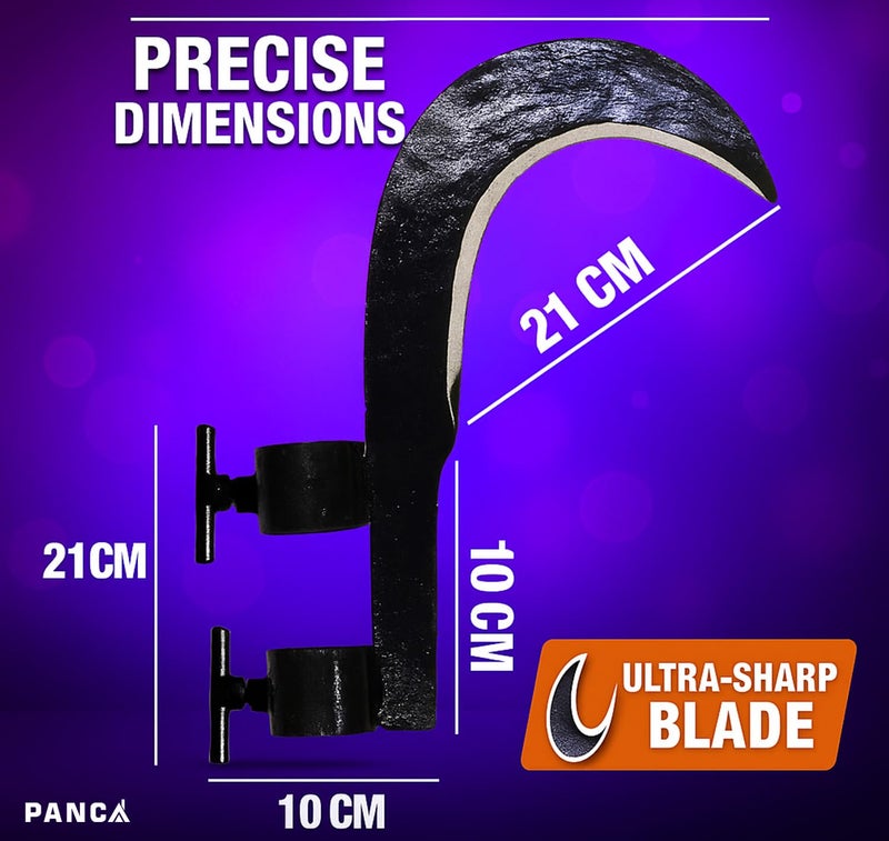 PANCA Heavy Duty Agricultural Hand Tool for Harvesting, Farming & Gardening | Tempered Steel Coconut Plucker & Grass Sickle Cutter Head | Tree Branch Cutting, Crop Harvesting & Garden Maintenance - Image 3