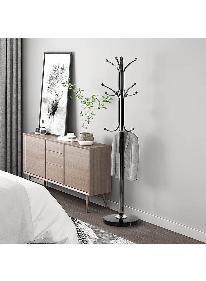 Arabest Metal Coat Rack Stand with Natural Marble Base, Free Standing Hall Tree with 12 Hooks for Hanging Scarf, Bag, Jacket, Home Entry-way Hat Hanger Organizer (black) - Image 3