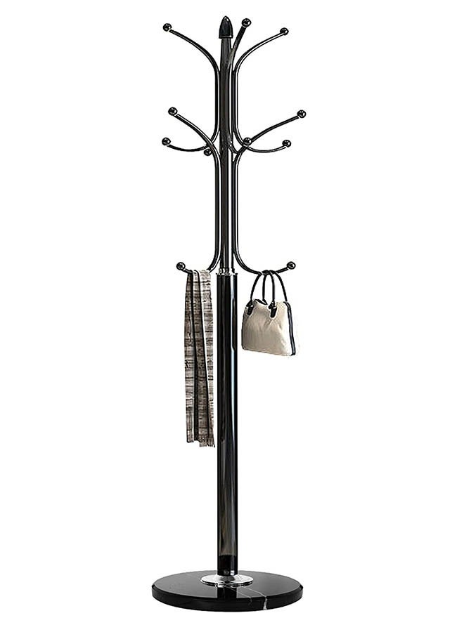 Arabest Metal Coat Rack Stand with Natural Marble Base, Free Standing Hall Tree with 12 Hooks for Hanging Scarf, Bag, Jacket, Home Entry-way Hat Hanger Organizer (black) - Image 2